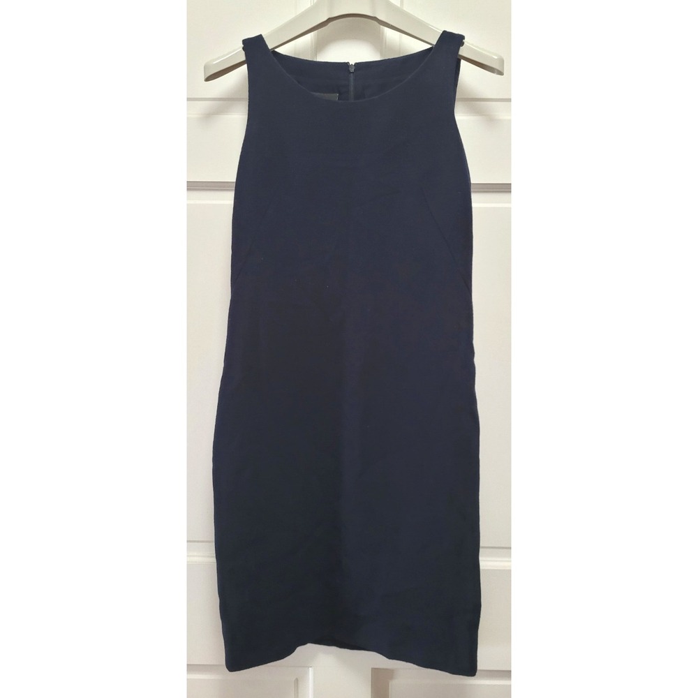 AKRIS Women's 100% Virgin Wool Sleeveless Sheath Dress - Navy - Size US 4